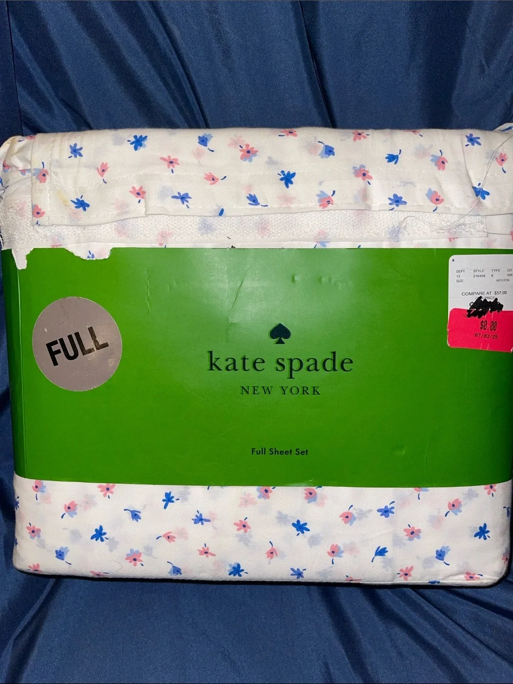 kate spade White Sheet Set with Blue & Pink Floral Print